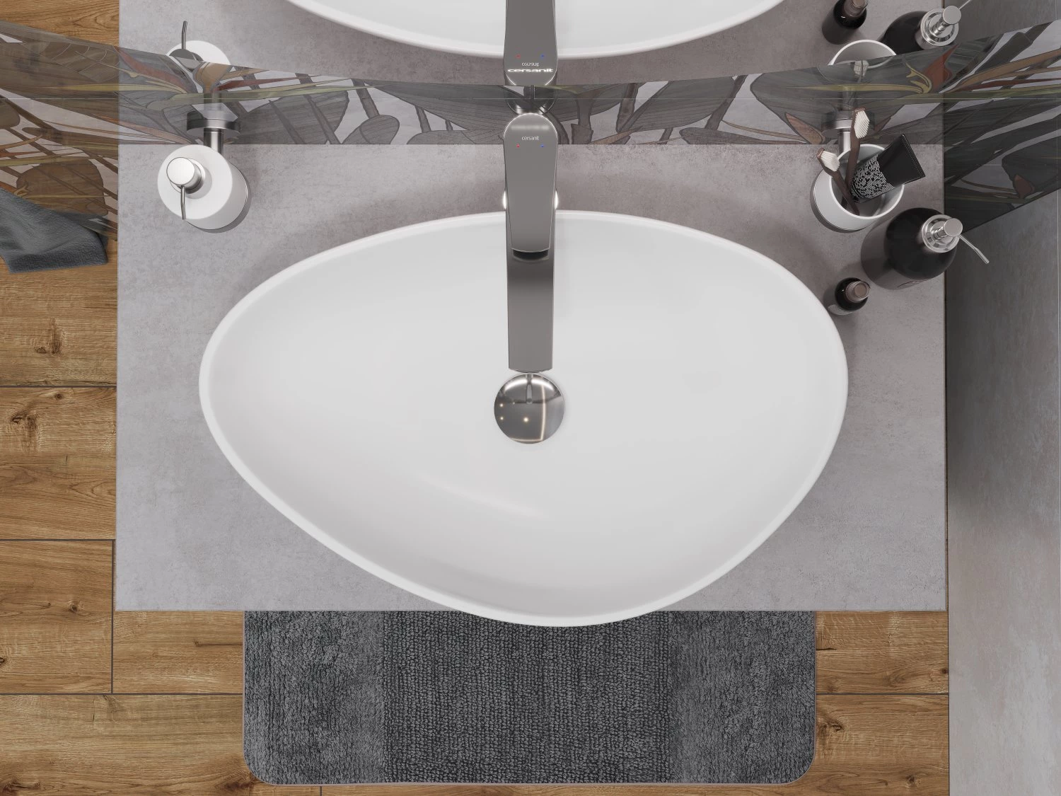 Столешница Cersanit STONE из керамогранита Balance 80x45x2 серый матовый (64186) - фото 2