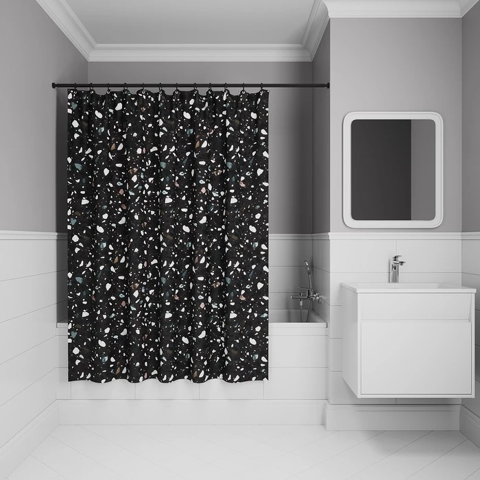 Штора для ванной, 200x180 см, Полиэстер, черный, IDDIS (BT02P18i11) - фото 1