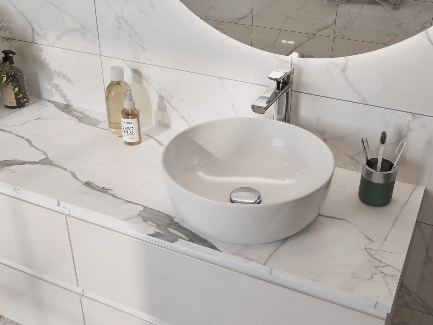 Столешница Cersanit STONE из керамогранита Energy 80x45x2 белый матовый (63853) - фото 3
