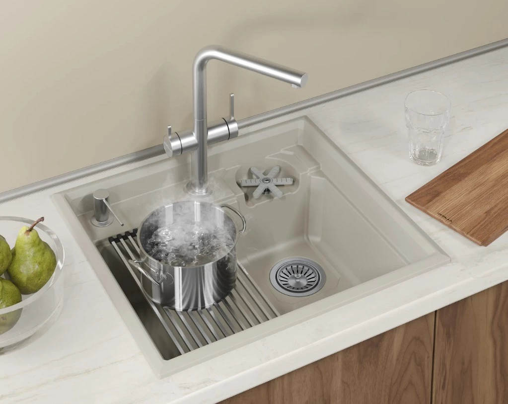 Кухонная мойка GRANULA KITCHEN SPACE RINZER кварц (5807R, КРЕМАН) - фото 5