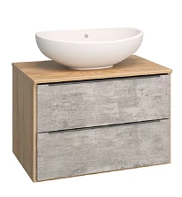 Тумба Runo Мальта 70 подвесная серый дуб под накладной умывальник Moduo Square 50/Moduo Leaf 55 (00-00001098)