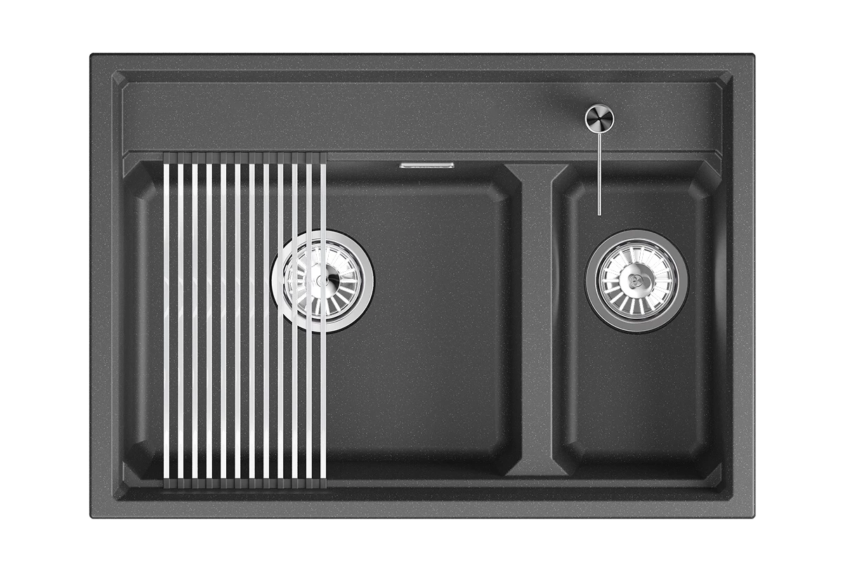 Кухонная мойка GRANULA кварц (7302i, ЧЁРНЫЙ)