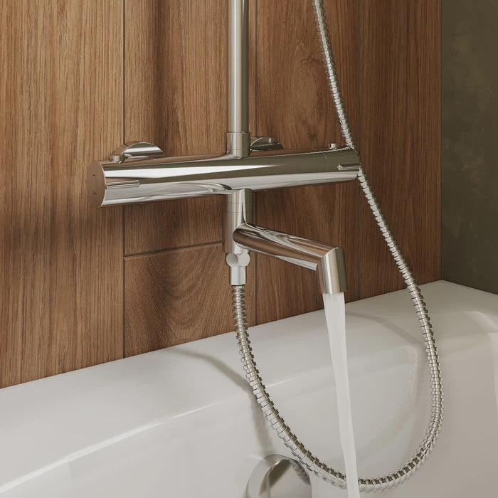 Смеситель термостатический для ванны со стойкой и тропической лейкой Milardo Ideal Spa (ILSSBTHM06) - фото 4