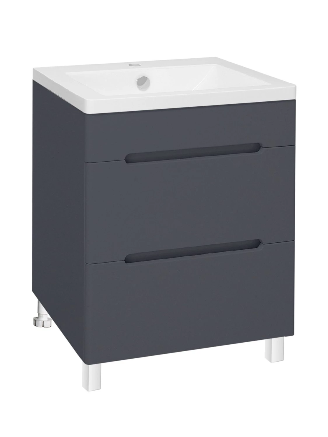 Тумба Runo Парма 60 2 ящика графит под умывальник УТ000001837 (Omega 60) (00-00001454) - фото 1