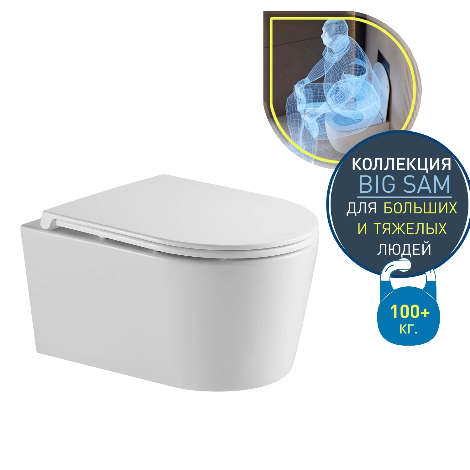 Унитаз подвесной безободковый (торнадо) DQ Schille 570*430*360мм, сиденье микролифт, белый (DT1466516)