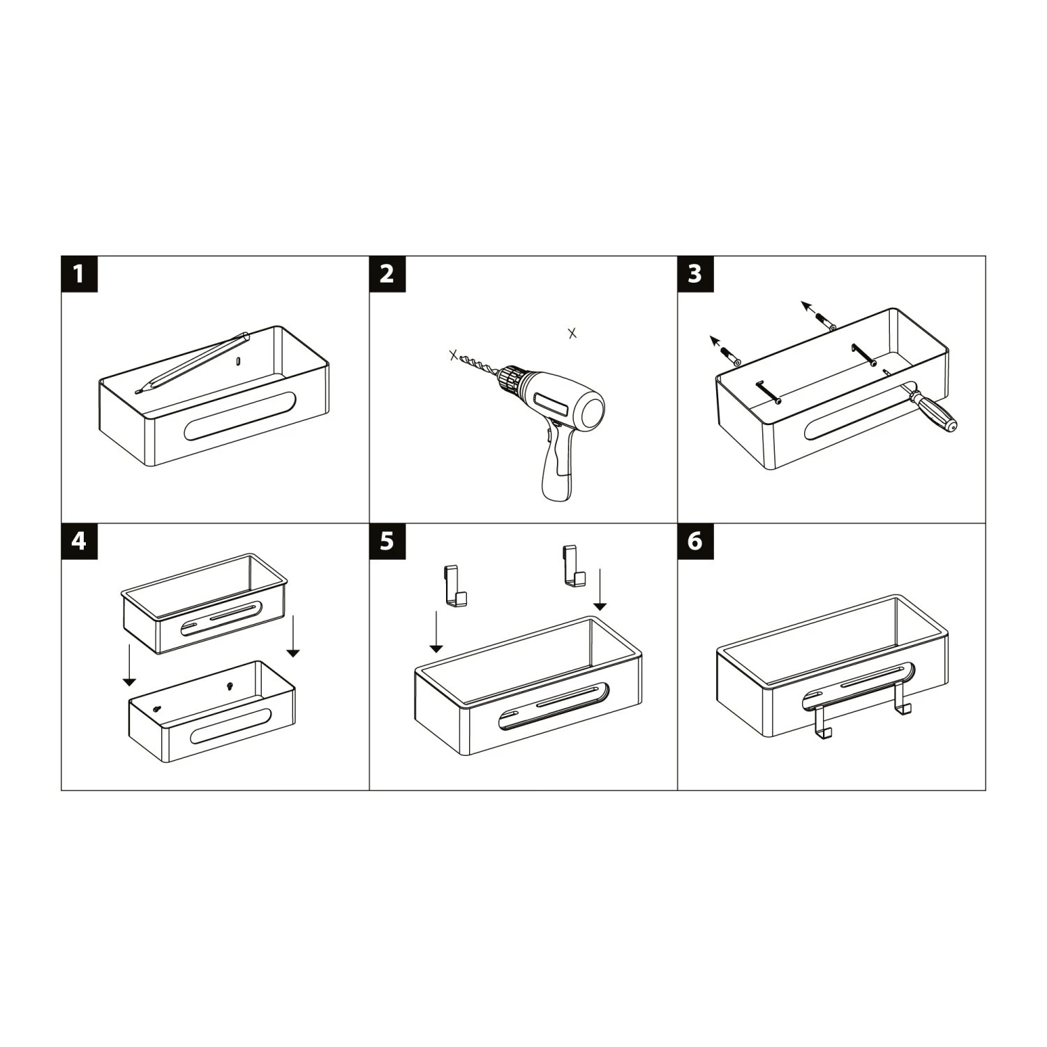 Полка для душа прямая Lemark SHELF LINE из нерж. стали с крючками, черный/ вставка-пластик черный (9772044) - фото 2