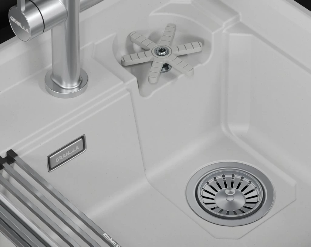 Кухонная мойка GRANULA KITCHEN SPACE RINZER кварц (5807R, АРКТИК) - фото 2