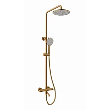 Смеситель Lemark Kalina для ванны и душа с регулируемой высотой штанги и лейкой верхнего душа «Тропический дождь» (LMF-2126S-BRG)