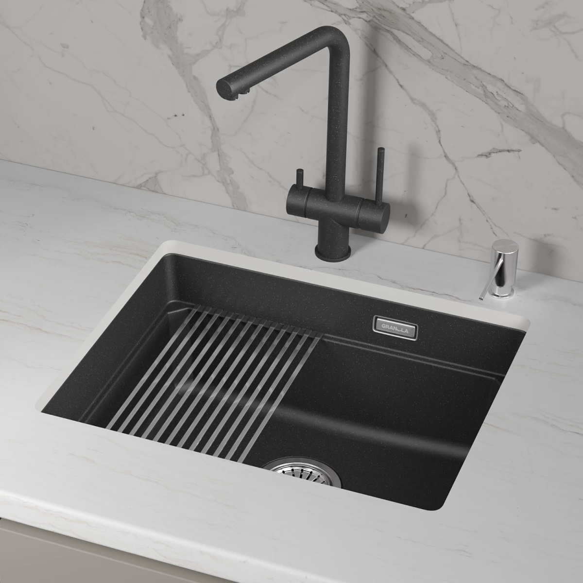 Кухонная мойка GRANULA кварц (5501iU, ШВАРЦ) - фото 3