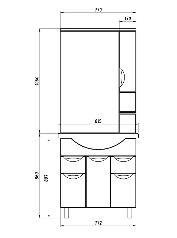 Зеркальный шкаф ASB-Mebel Мессина 80 (9615) - фото 6