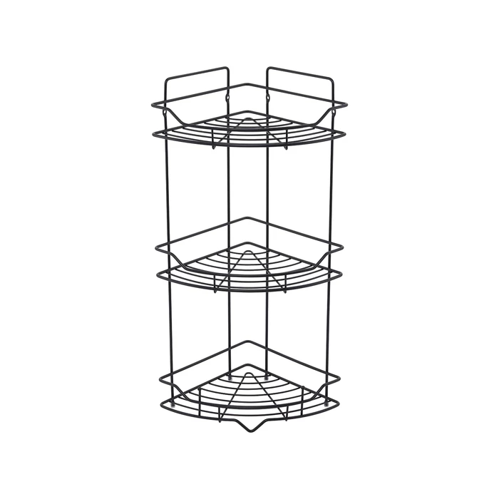 Полка трёхъярусная угловая Milardo Grid проволока стальная, чёрный матовый (GRICC3BM44) - фото 1