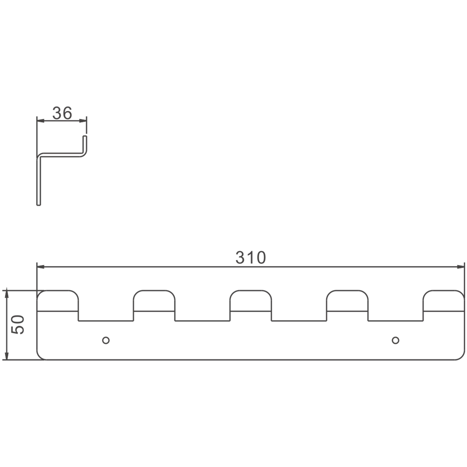 Планка с 5-ю крючками BELZ цвет: черный (B9005-7) - фото 2