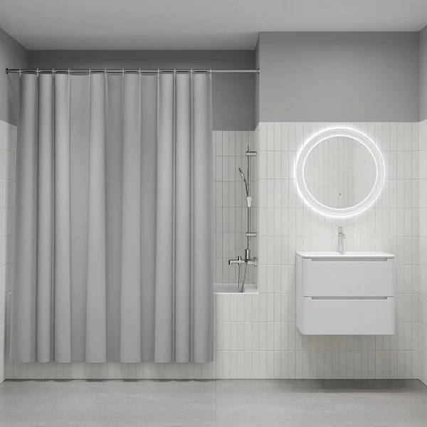 Штора для ванной, 200x180 см, PE, серый, IDDIS, P10PE18i11 - фото 1