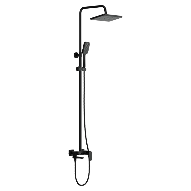 Душевая система CERSANIT CITY с изливом 5 режимов шланг 150 металл черный (68395)