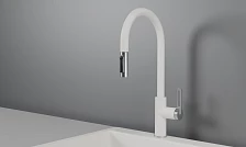 Смеситель для кухни GRANULA с выдвижным изливом и подключением к фильтру (8168, АРКТИК (БЕЛЫЙ))