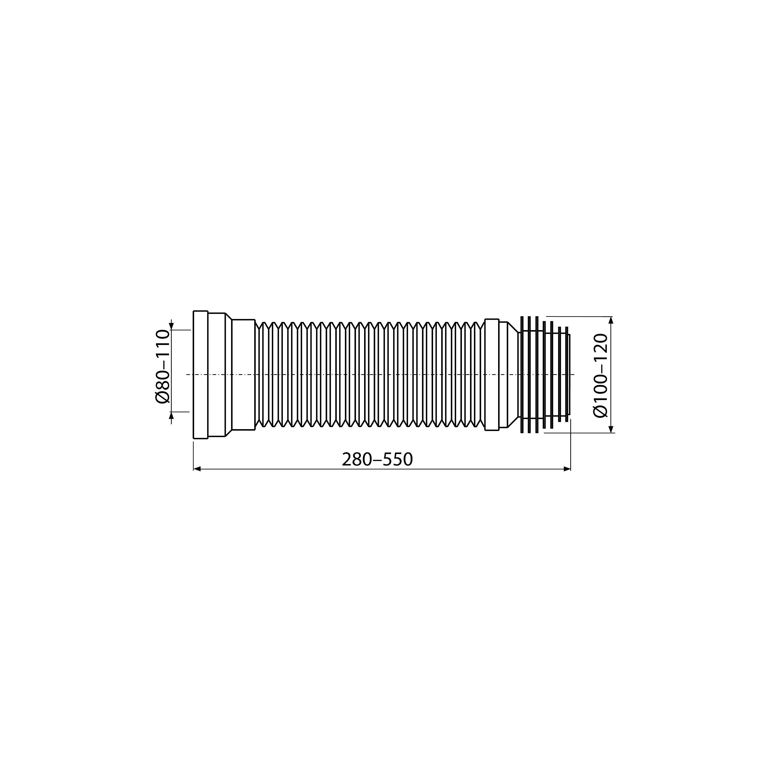 Гибкая подводка Koller Pool для выпуска унитаза - A97 (GPU280-550) Гибкая подводка Koller Pool для выпуска унитаза - A97 (GPU280-550) - фото 2