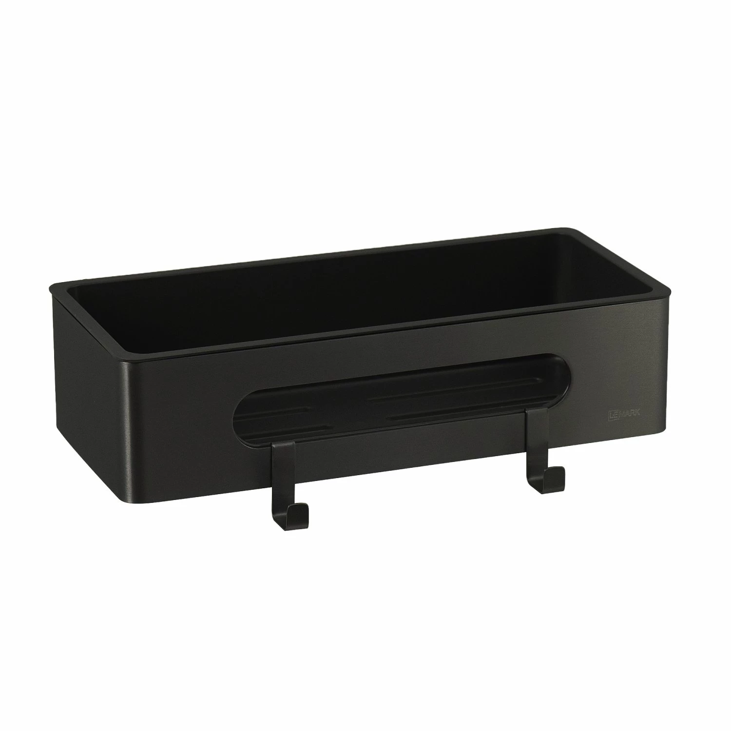 Полка для душа прямая Lemark SHELF LINE из нерж. стали с крючками, черный/ вставка-пластик черный (9772044) - фото 1