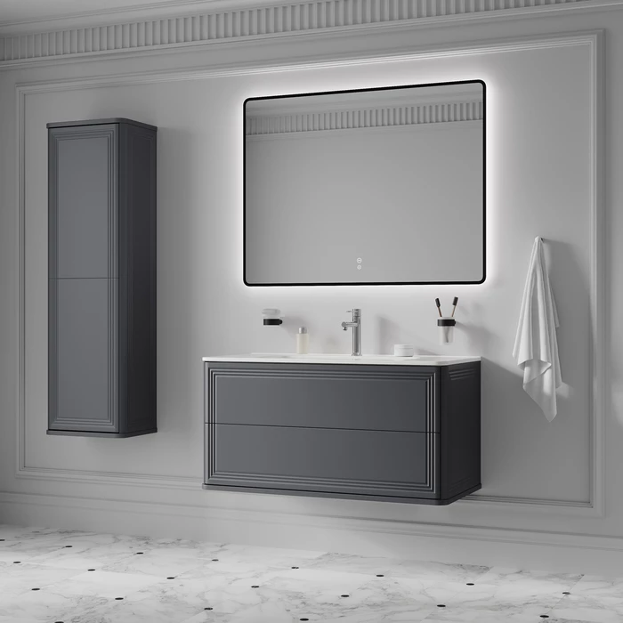 Тумба с умывальником, подвесная, 100 см, темно-серый, Oxford Neo, IDDIS, (OXN10D0i95K) - фото 3