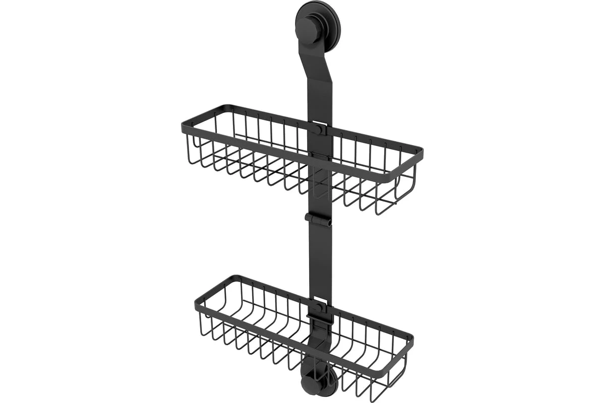 Двухъярусная прямая полка, проволока стальная, черный матовый, Easy, Milardo, EAS0WS2M44 - фото 1