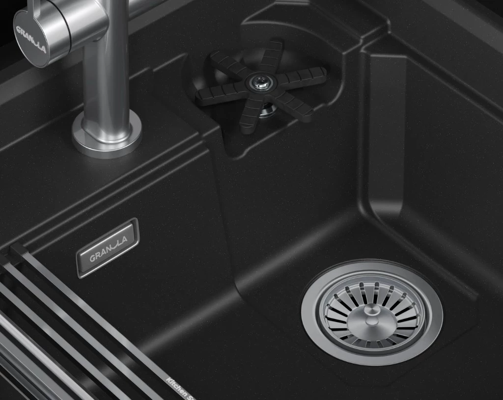 Кухонная мойка GRANULA KITCHEN SPACE RINZER кварц (5807R, ЧЕРНЫЙ) - фото 3