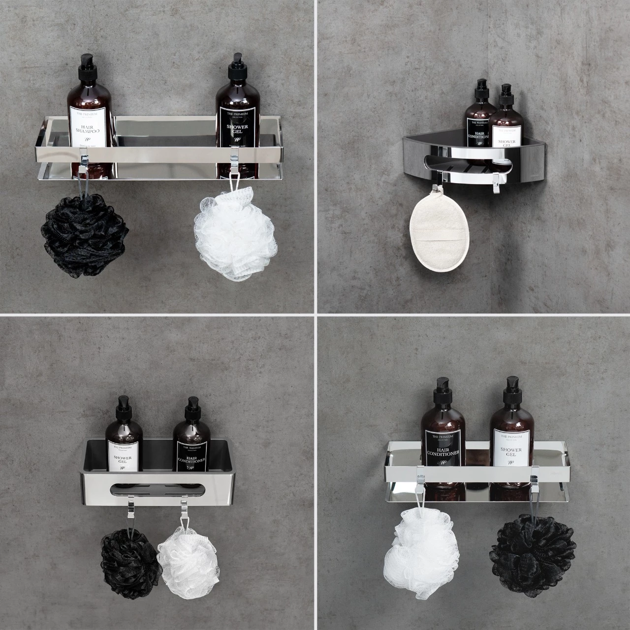 Полка для душа прямая Lemark SHELF LINE 300 мм из нерж. стали с крючками, хром (9771049) - фото 5