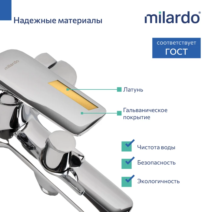 Cмеситель для ванны Milardo Макс (Maks) хром глянцевый (MAKSB00M02) - фото 5