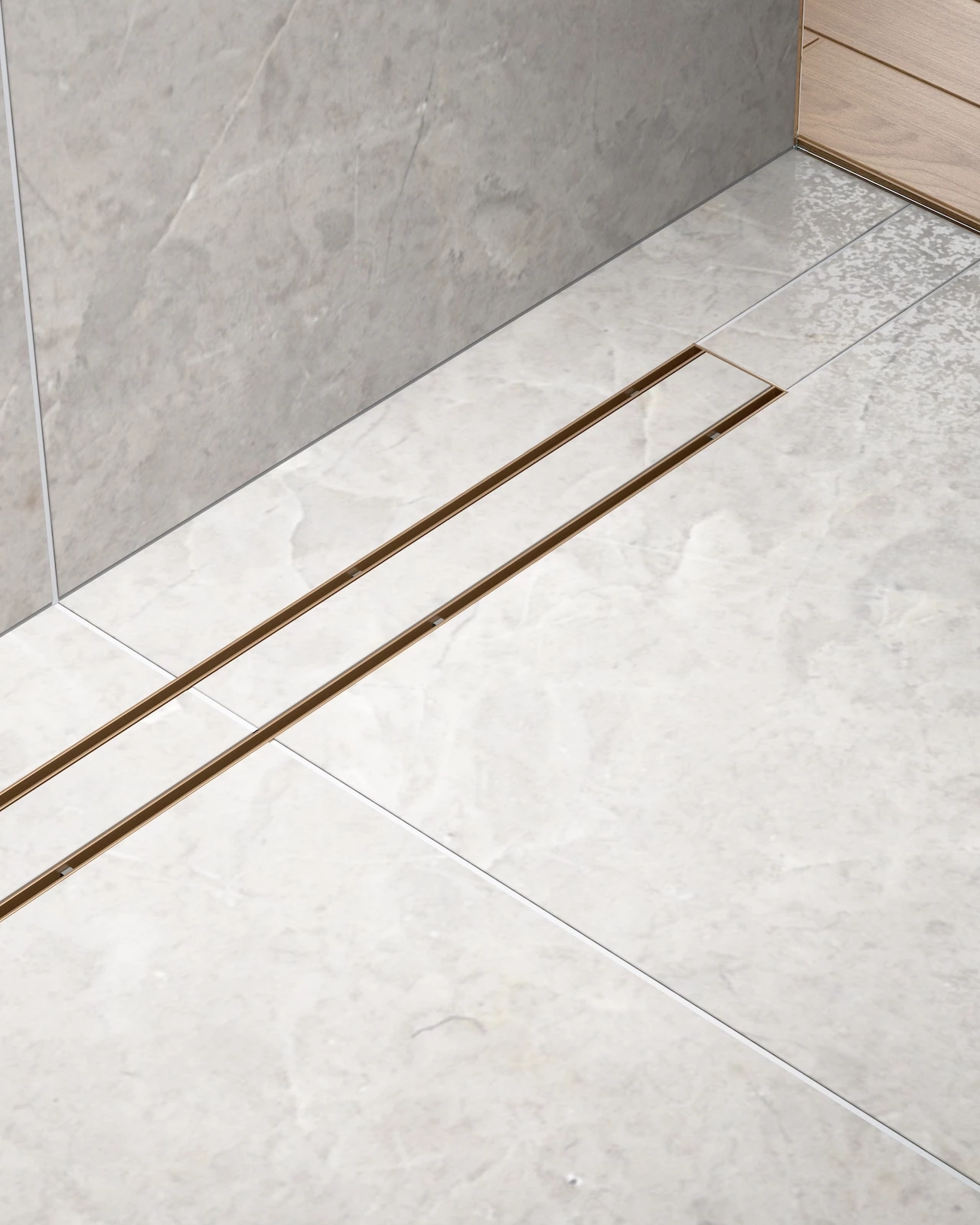 Душевой лоток TIMO Drain System 1000 с двусторонней панелью "plate" под плитку, розовое золото (DS230210/19) - фото 4