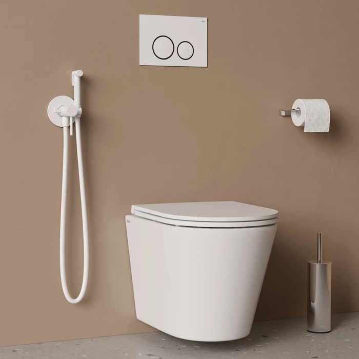 Встраиваемый смеситель с гигиеническим душем IDDIS Axes белый матовый (005WTR0i08) - фото 3