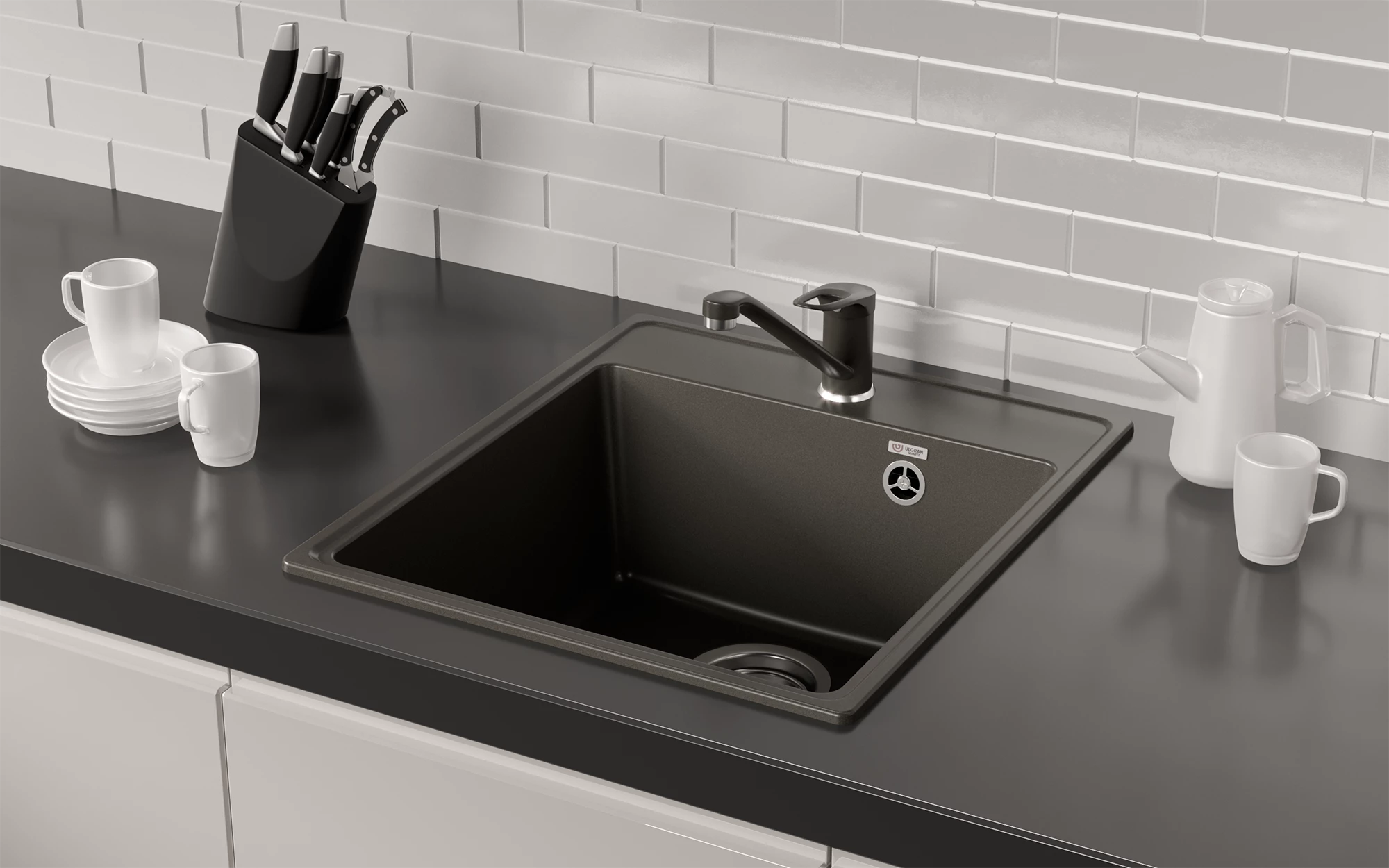 Мойка ULGRAN Quartz асфальт (Forte 425-09) - фото 2