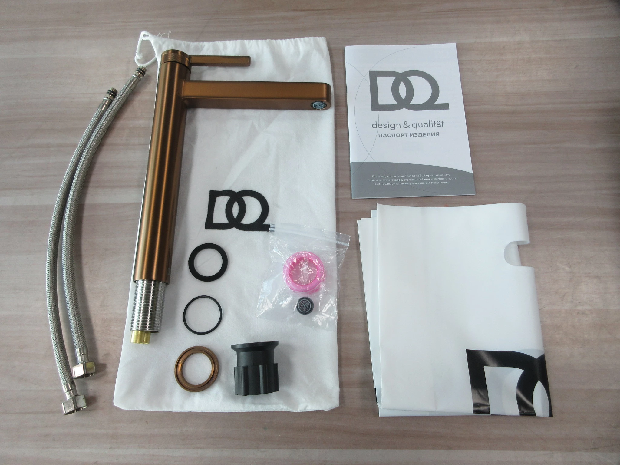 Смеситель для раковины высокий DQ Bonn браш.роз.золото (DA1702033) - фото 6