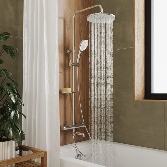 Смеситель термостатический для ванны со стойкой и тропической лейкой Milardo Ideal Spa (ILSSBTHM06) Смеситель термостатический для ванны со стойкой и тропической лейкой Milardo Ideal Spa (ILSSBTHM06) - фото 3