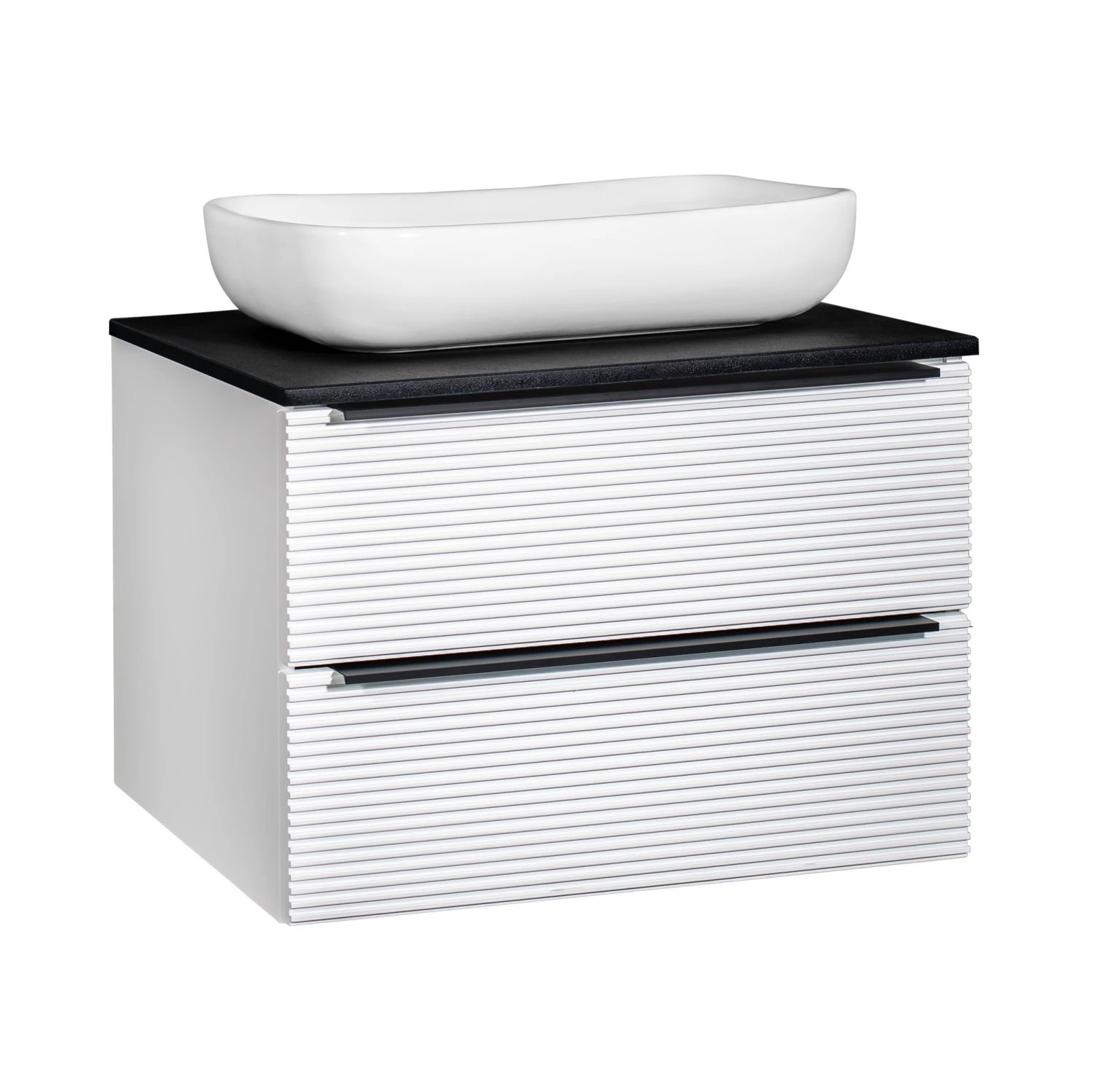 Тумба RUNO Орлеан 70 белый матовый/чёрный подвесная под накладной умывальник (00-00002022) - фото 1