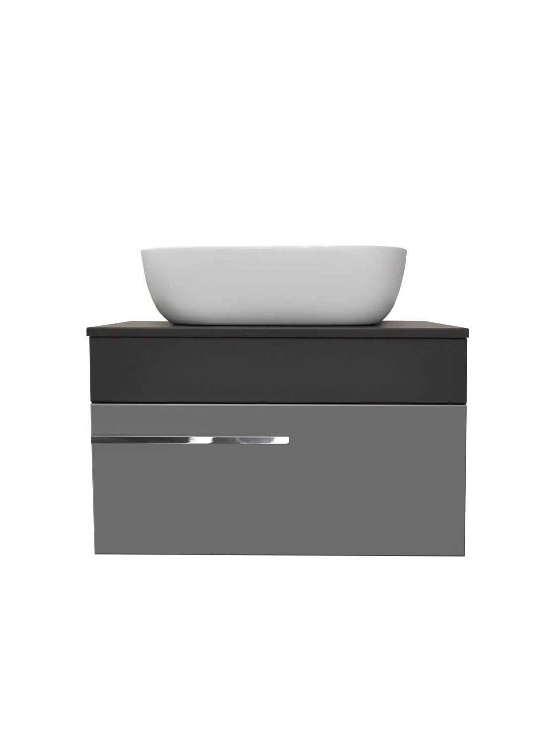 Тумба Runo Вудлайн 65 подвесная темно-серая/серая под накладной умывальник (00-00004898) - фото 1