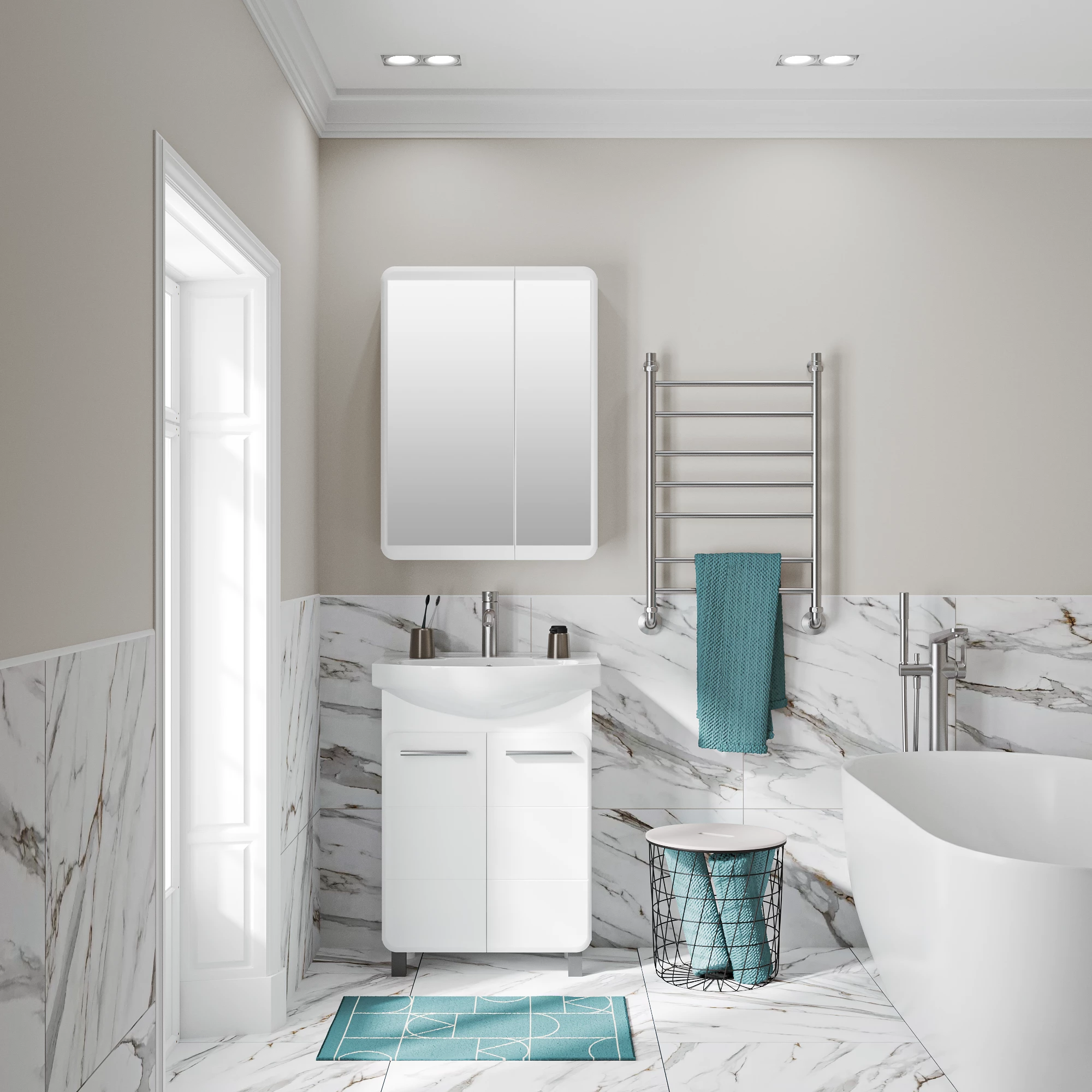 Тумба Runo Эрика 60 под умывальник Элеганс 60 (00-00004147) - фото 4