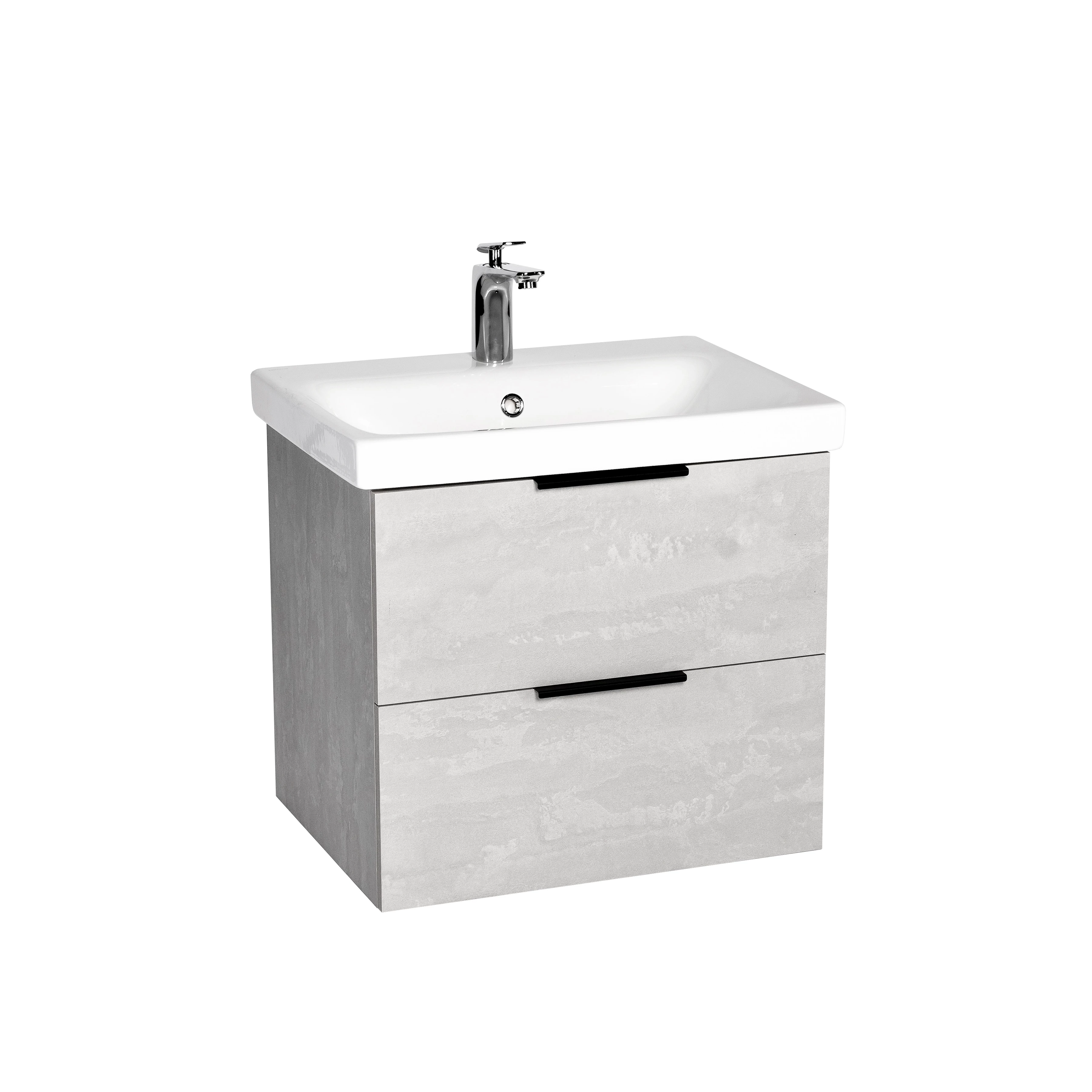 Тумба VIANT "Берлин" MODUO 60 2 ящика подвесная цемент 444х570х520 (VBER60MDC-T2YP) - фото 1