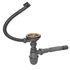Сифон MIXLINE 3 1/2*40  с прямоуг. переливом, с гофрой 40*40  PRO БРОНЗА (551690)