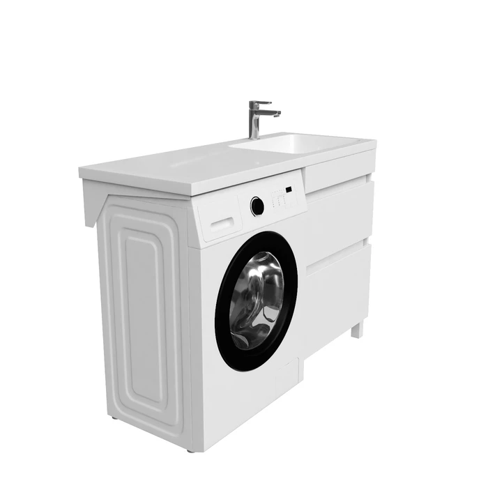 Тумба с умывальником напольная для стиральной машины с ящиками, 120 см, правая, белая, IDDIS Optima Home (OPH12RBi95K) - фото 4