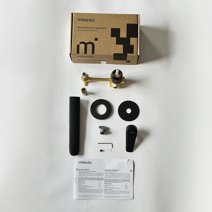Встраиваемый смеситель для умывальника, черный матовый, Dale, Milardo, DALBL00M65 - фото 2