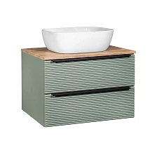 Тумба RUNO Орлеан 70 зелёный/дуб натуральный подвесная под накладной умывальник (00-00002020)