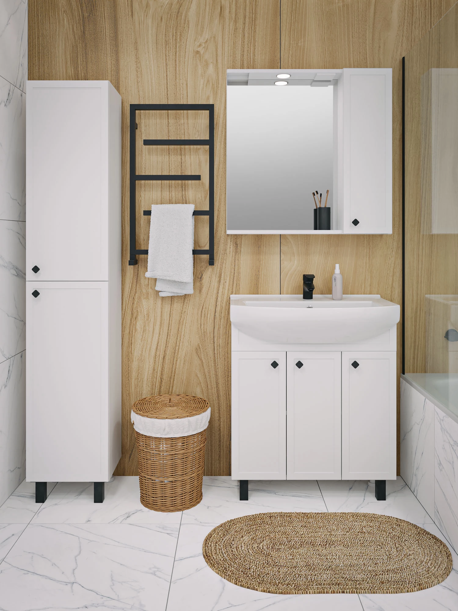 Пенал Runo белый правый Римини (00-00001253) - фото 3