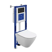 Комплект CERSANIT CITY SMART DPL EO slim инсталляция AQUA 40 SMART M кнопка ESTETICA пластик черный матовый с рамкой хром LP (69324)