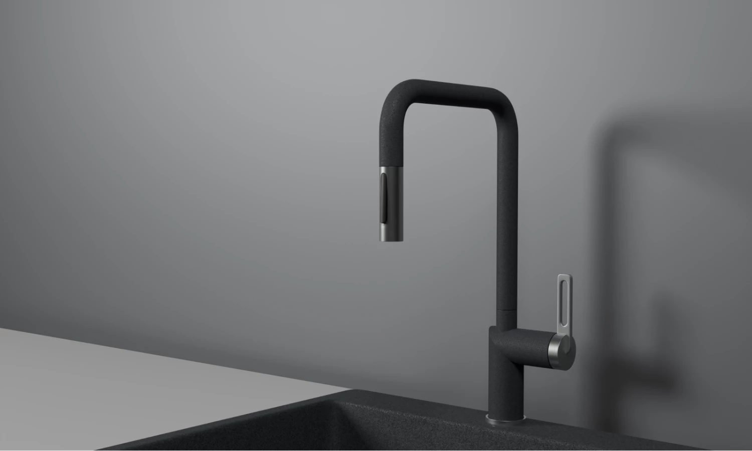 Смеситель для кухни GRANULA с выдвижным изливом (8173, ГРАФИТ) - фото 1
