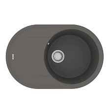 Кухонная мойка Lemark LACHA 760 врезная овальная с крылом из кварцгранита цвет: Серый шёлк (9910059)