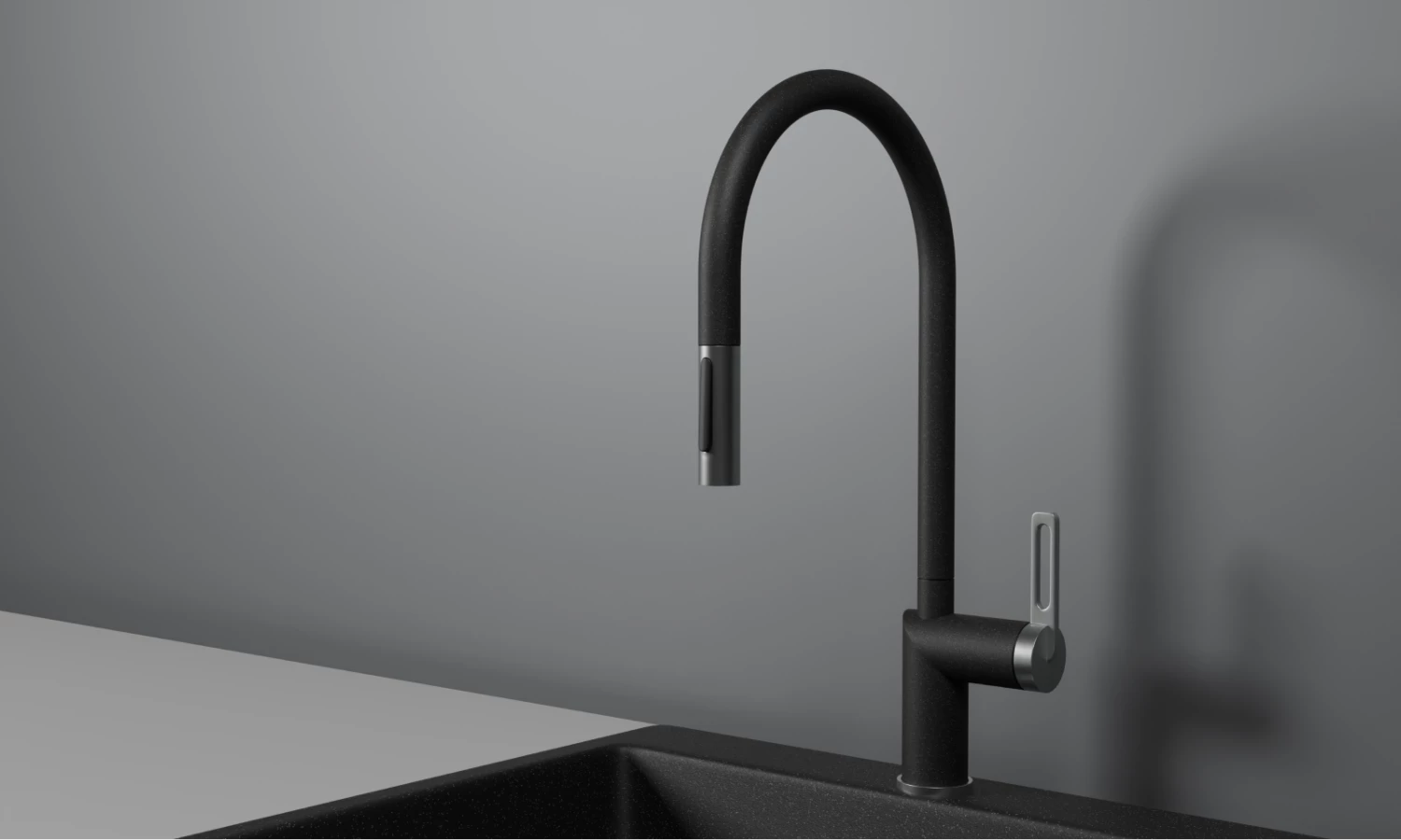 Смеситель для кухни GRANULA с выдвижным изливом (8172, ЧЕРНЫЙ)