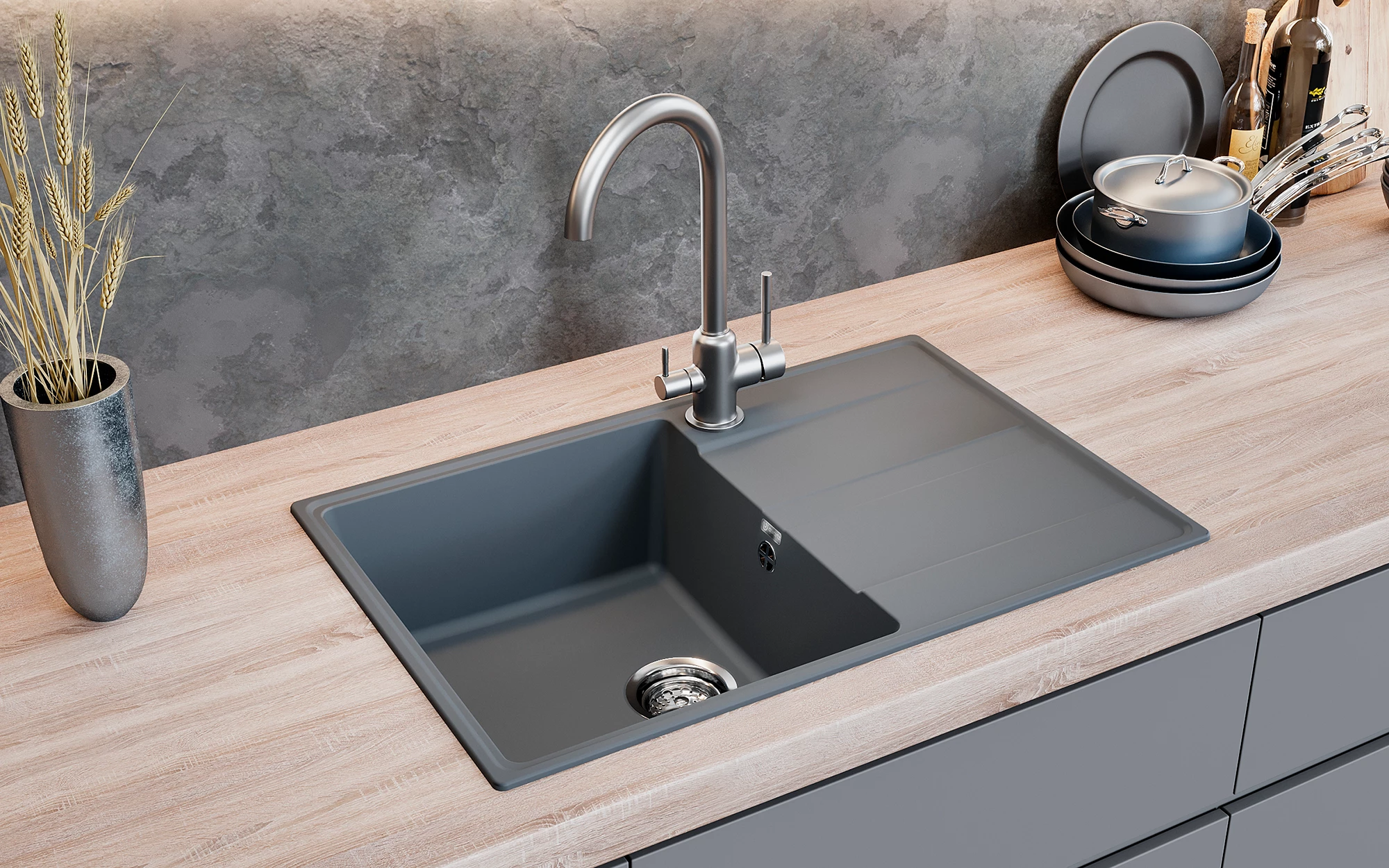 Мойка ULGRAN Quartz уголь (Prima 750-07) Мойка ULGRAN Quartz уголь (Prima 750-07) - фото 2