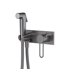 Встраиваемый смеситель с гигиеническим душем IDDIS Duna с защитным клапаном, графит матовый (DUNGMV0i08)