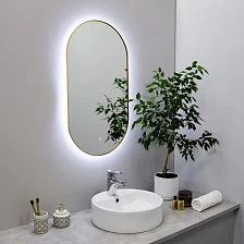 Зеркало FIXSEN с подсветкой LED овальное 50х100 см золото-сатин (FX-3100G)