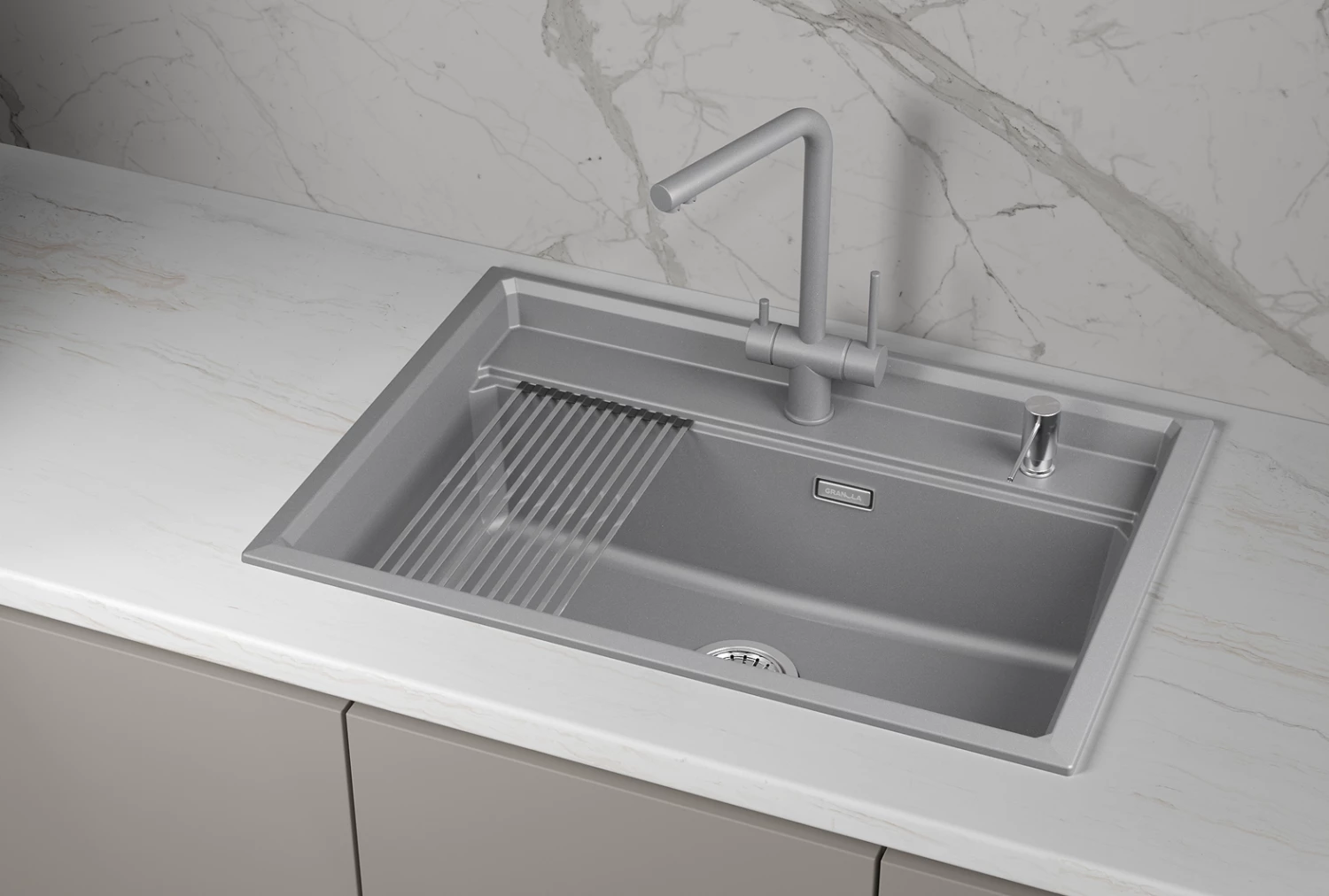 Кухонная мойка GRANULA кварц (7301i, АЛЮМИНИУМ) - фото 3
