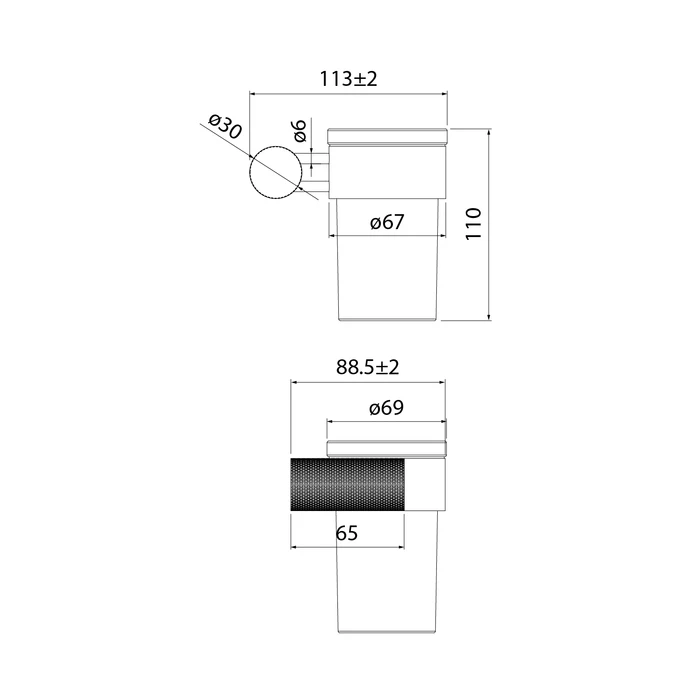Стакан IDDIS Дюна (Duna) матовое стекло, нержавеющая сталь, золото матовое (DUNMGG1i45) - фото 2
