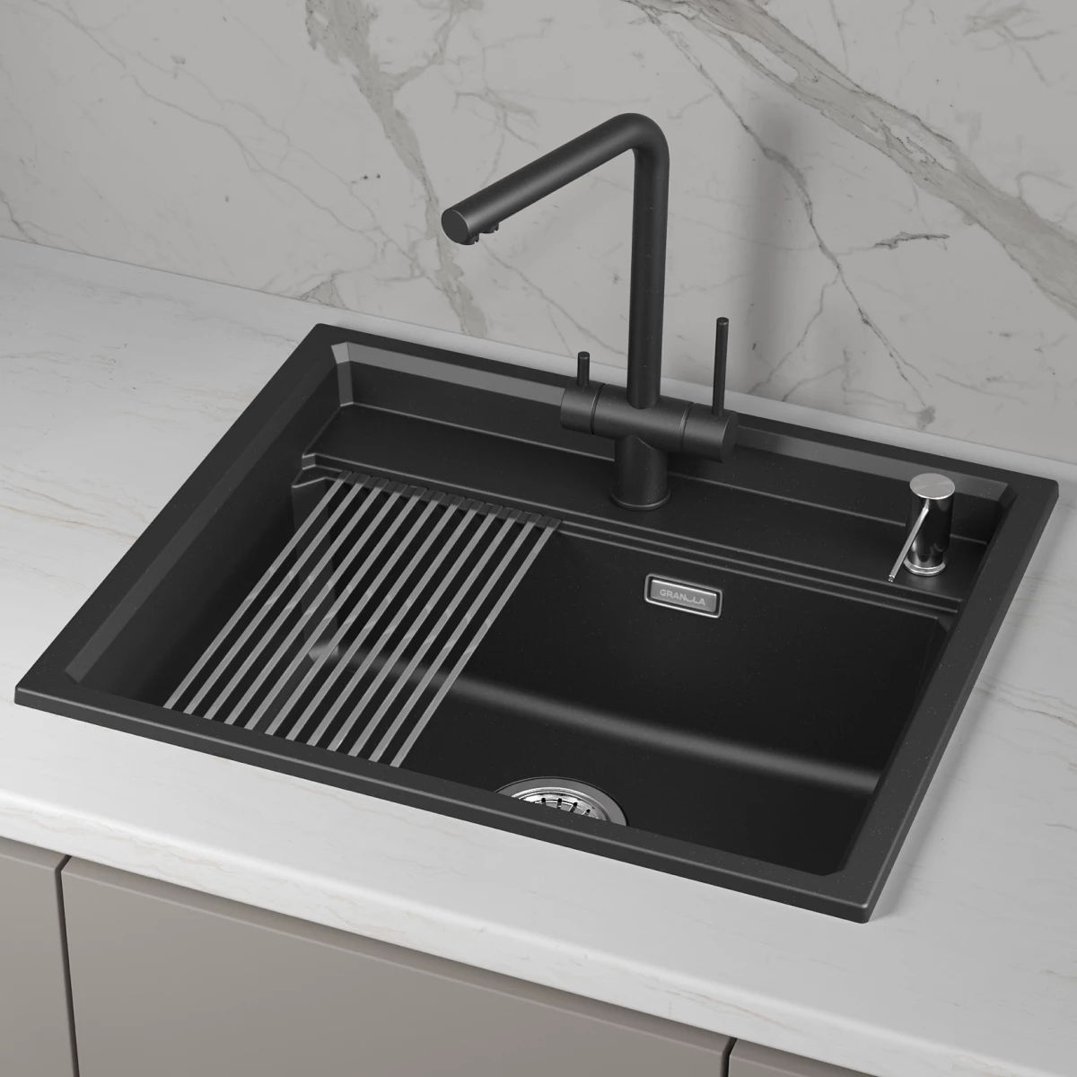 Кухонная мойка GRANULA кварц (6003i, ШВАРЦ) - фото 3